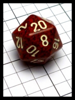 Dice : Dice - 20D - Chessex Red and Black Speckle with Cream Numerals - POD Aug 2015